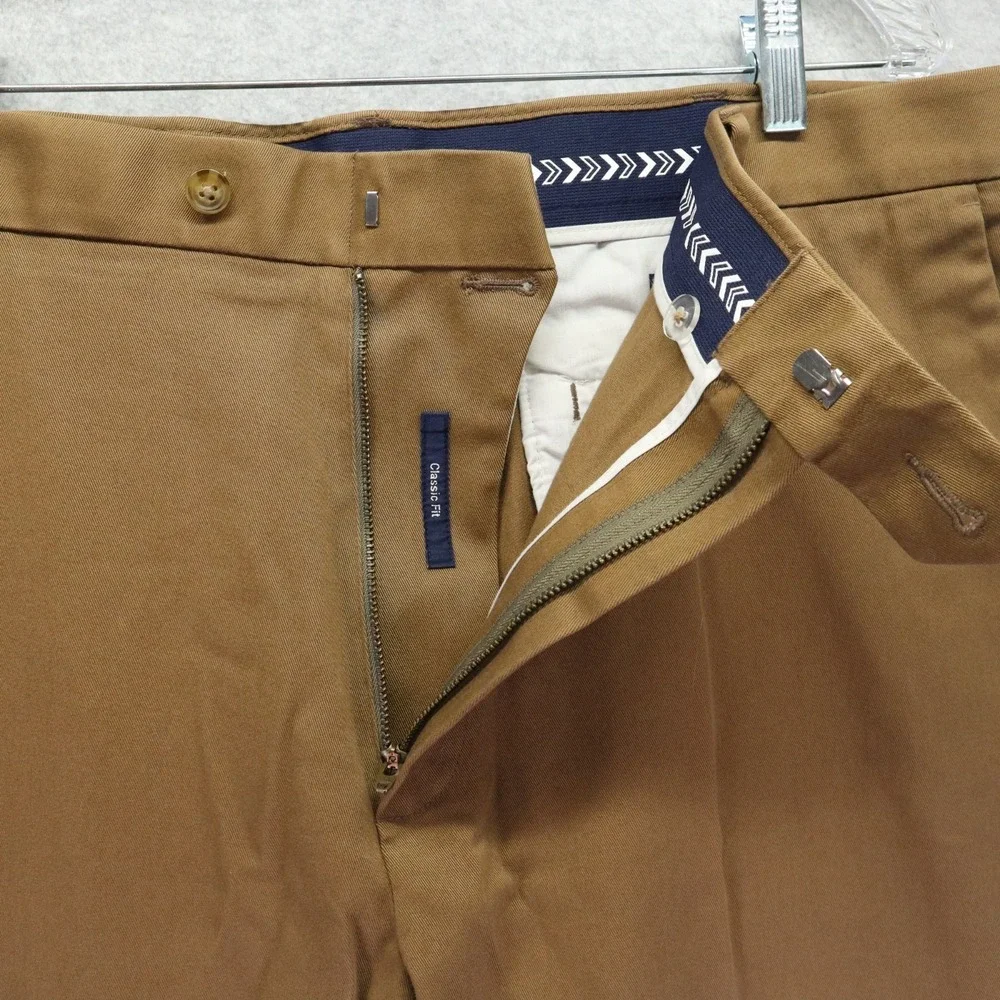 Roundtree & Yorke Pants Mens 40x34 TravelSmart Core Comfort Waistband Flex Khaki